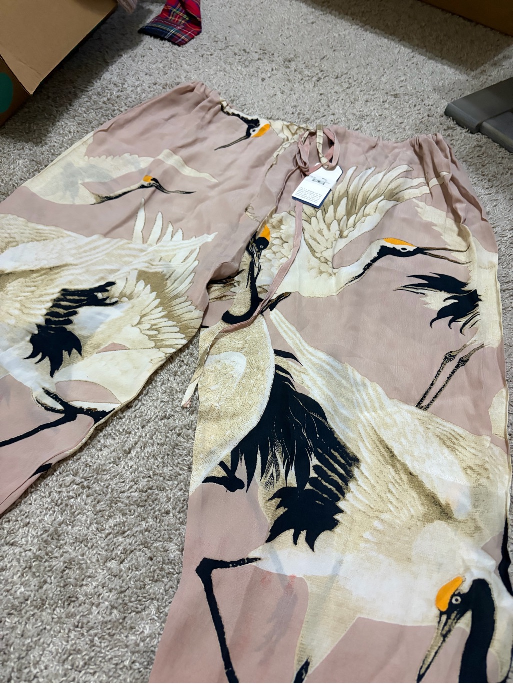 One Hundred Stars 2 Chic Flowy Crane Print Lounge Pants Nwt — image 2 of 4